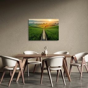 Tablou pe sticlă - Răsărit de soare peste vale (70x50 cm)