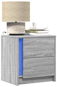 vidaXL Noptiere cu lumini LED, 2 buc., sonoma gri, lemn prelucrat