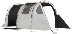 Outsunny Cort de Camping pentru 4-5 Persoane cu Capac Blackout, Cort Tunel Impermeabil cu Geantă de Transport, 460x230x180 cm, Kaki | Aosom Romania