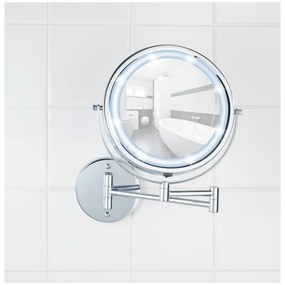 Oglindă cosmetică (5x) cu led/de mărire ø 17,5 cm Power-Loc Lumi – Wenko
