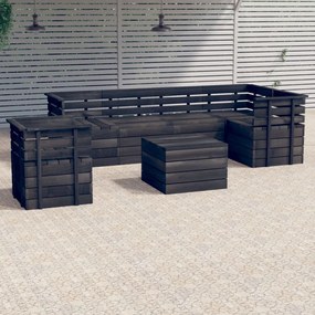 3063750 vidaXL Set mobilier grădină paleți 7 piese lemn masiv pin, gri închis