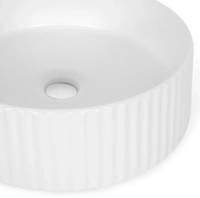 Lavoar rotund pe blat, cu riflaje 3D, alb lucios, Imperial Foglia Alb lucios