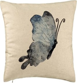 Perna Decorativa, Model Fluture 2, Blue and Black, 40x40 cm, Bej, Husa Detasabila, Perna Inclusa, BEKZ®