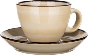 Set de 6 cești cu farfurioare Banquet Palas 90 ml, crem