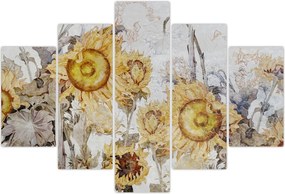 Tablou - Floarea-soarelui pe perete (150x105 cm)