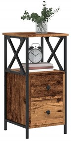 vidaXL Noptiere, 2 buc, lemn vechi, 34x35,5x70 cm, lemn prelucrat