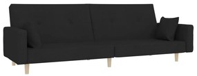 337322 vidaXL Canapea extensibilă cu 2 locuri, 2 perne, negru, textil