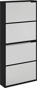 vidaXL Pantofar cu oglindă, 4 niveluri, negru, 63x17x134 cm