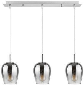 Lustra cu 3 Pendule design modern Petunia crom/fumuriu