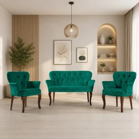Set canapea 2 locuri cu 2 fotolii, Cafe Homs,verde