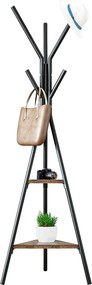 Cuier pom PLENTO, negru, metal/lemn, 50x181 cm