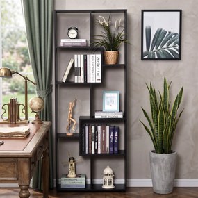 HOMCOM Bibliotecă Modernă cu 8 Rafturi din PAL E1, Design pentru Casă și Birou, 70x24x178 cm, Alb | Aosom Romania