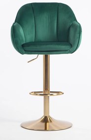 HR2055W Scaun Verde din Catifea cu Bază Aurie