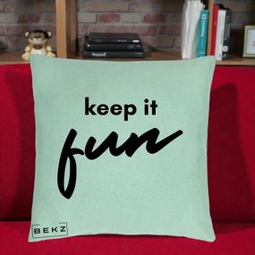 Perna Decorativa Keep It Fun, 40x40 cm, Verde Menta, Husa Detasabila, Perna Inclusa, BEKZ®