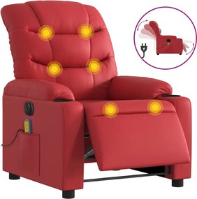 vidaXL Fotoliu electric de masaj rabatabil, roșu, piele ecologică