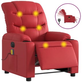 3206597 vidaXL Fotoliu electric de masaj rabatabil, roșu, piele ecologică