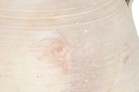 Vas decorativ amforă din teracotă artizanală, finisaj craft alb-crem, cu 2 anse, 55×55×96 cm, „Jerba"