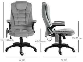 Vinsetto Scaun de birou cu masaj vibrator, Scaun ergonomic de birou cu funcție de încălzire, întindere, reglabil pe înălțime, scaun de director cu telecomandă, buzunar lateral, aspect de catifea, maro | Aosom Romania