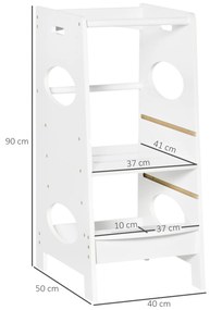 HOMCOM Turn de invatare Montessori pentru Copii, MDF, Alb | Aosom Romania