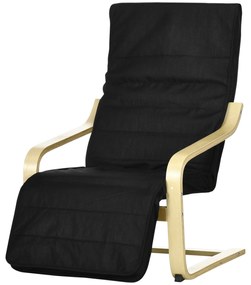 HOMCOM Fotoliu Relaxant Confort si Relaxare cu Cotier reglabil detasabil 94 x 66,5 x 100 cm Lemn Masiv Negru | Aosom Romania