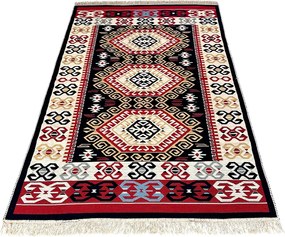 Covor Traditional Tesut cu 2 Fete, 80x150 cm, Model Kilim Etnic Multicolor