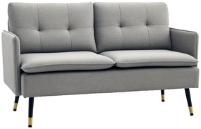 HOMCOM Canapea cu 2 Locuri din Material Textil cu Perne Capitonate, Canapea Modernă cu 2 Locuri cu Picioare din Oțel 139x68x80cm, Gri | Aosom Romania