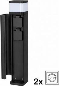 BRILAGI - Lampă de exterior cu 2 prize SCHUKO PILLAR 1xG9/11W/230V IP44 neagră