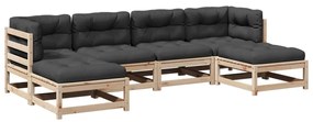 3295818 vidaXL Set canapele de grădină cu perne, 6 piese, lemn masiv de pin