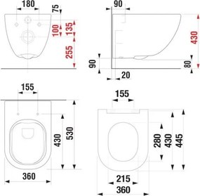 Vas WC suspendat + capac WC MIO + buton DUAL + modul incastrat + garnitură
