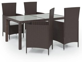 3094819 vidaXL Set mobilier de exterior cu perne, 5 piese, maro, poliratan