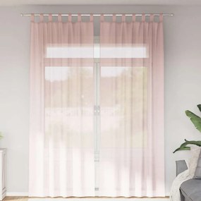 vidaXL Perdele Voile cu buzunare pentru bare 2 buc Roz deschis