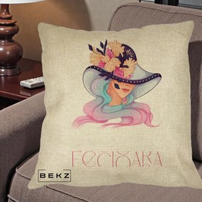 Perna Personalizata Zodie Fecioara, 40x40 cm, Crem, Husa Detasabila, Perna Inclusa, BEKZ®