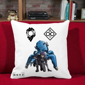 Perna Personalizata Ghost in the Shell Motoko si Tachikoma, 40x40 cm, Alba Mata, Husa Detasabila, Perna Inclusa, BEKZ®