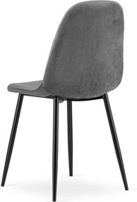 Scaun de masa PADVA VELVET cu picioare negre, gri inchis