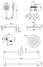 Set de duș cu baterie ascunsă Cersanit S952-011 MODUO crom lucios