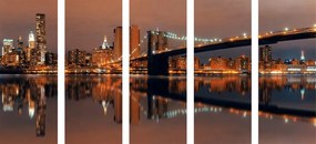 Tablou 5-piese reflexie Manhattanului în apă