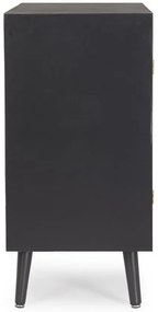 Bufet negru din MDF si Ratan, 80x40x80 cm, Josine Bizzotto