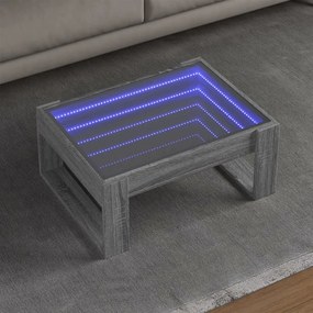 vidaXL Măsuță de cafea cu LED infinity, gri sonoma, 70x53x30 cm
