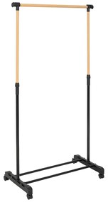 Suport din metal și plastic cu efect de lemn pentru haine