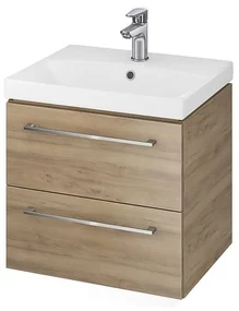 Set dulap baie suspendat 2 sertare Lara cu lavoar Gala City inclus, 50 cm, nuc