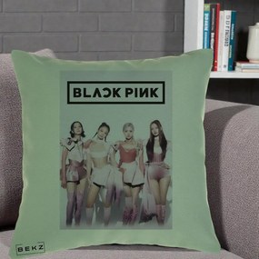 Perna Personalizata K-pop BLACKPINK Poster Roz Tinute Coordonate, 40x40 cm, Verde, Husa Detasabila, Perna Inclusa, BEKZ®