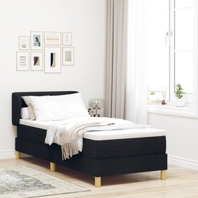 vidaXL Pat box spring cu saltea, negru, 80x200 cm, textil
