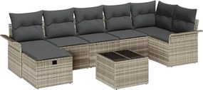 vidaXL Set de canapele pentru grădină 8 pcs Gri deschis poliratan