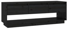 813848 vidaXL Comodă TV, negru, 110,5x34x40 cm, lemn masiv de pin