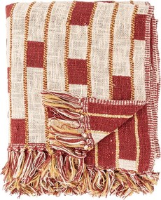 Pătură roșie/bej din amestec de bumbac 130x160 cm Cang – Bloomingville
