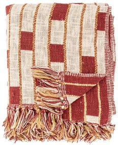 Pătură roșie/bej din amestec de bumbac 130x160 cm Cang – Bloomingville
