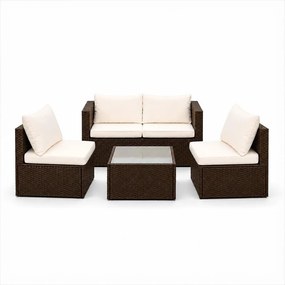 Set mobilier de grădină din ratan Avenberg PRAIA maro/bej