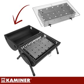 Grătar turistic cu cărbune cu capac