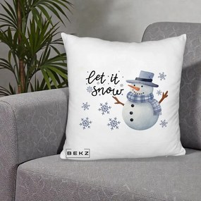 Perna Decorativa Let It Snow Om de Zapada, 40x40 cm, Alb Pufos, Husa Detasabila, Perna Inclusa, BEKZ®