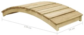 Pod de gradina, 170 x 74 cm, lemn de pin tratat 170 x 74 cm, fara balustrada